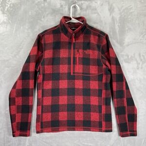 The North Face Sweater men's Small 1/4 Zip Fleece Pullover Red Buffalo Plaid